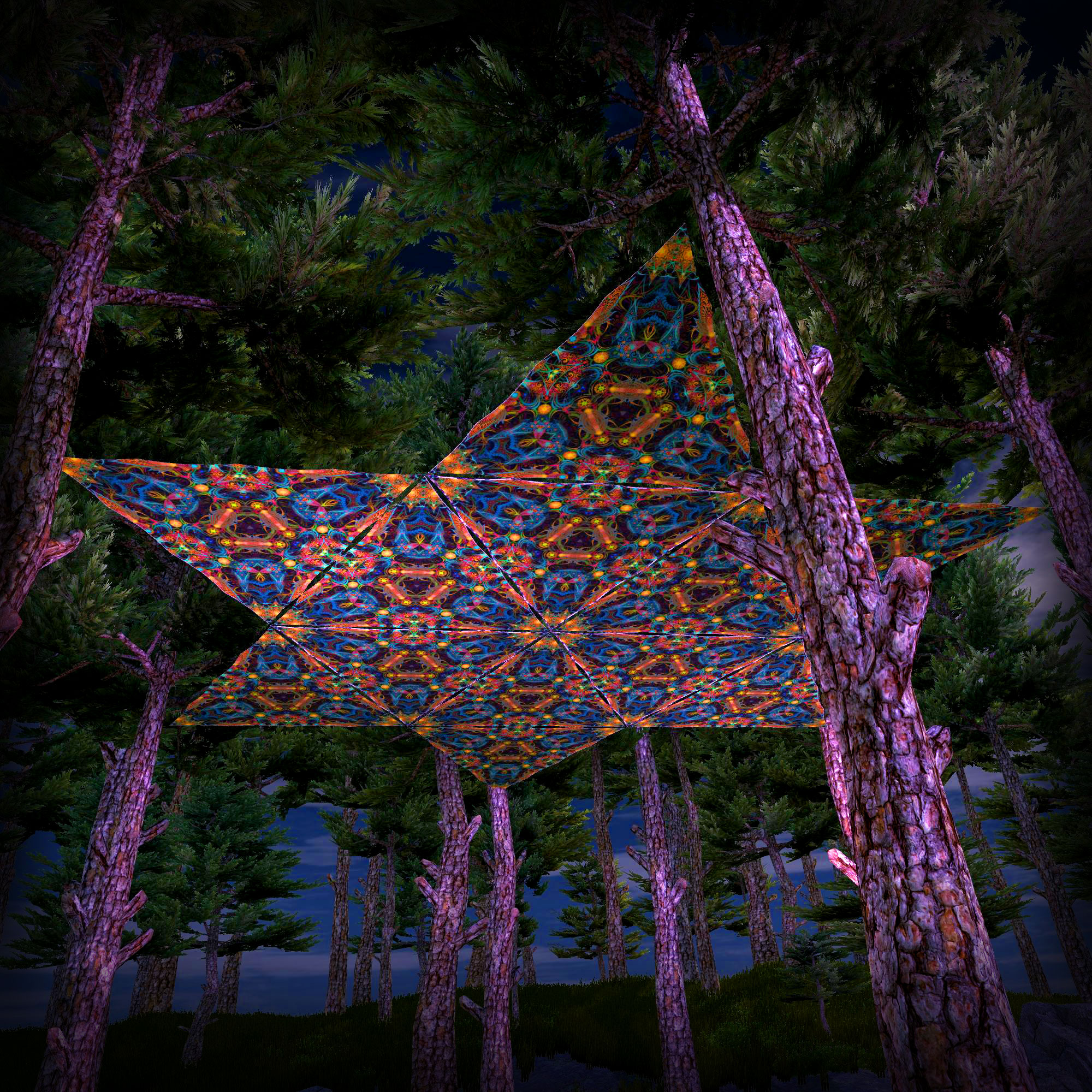 Reincarnation 2 Triangle – TR03 – Psychedelic UV-Reactive Canopy Parts – Stretchable Print on Lycra - Image 3