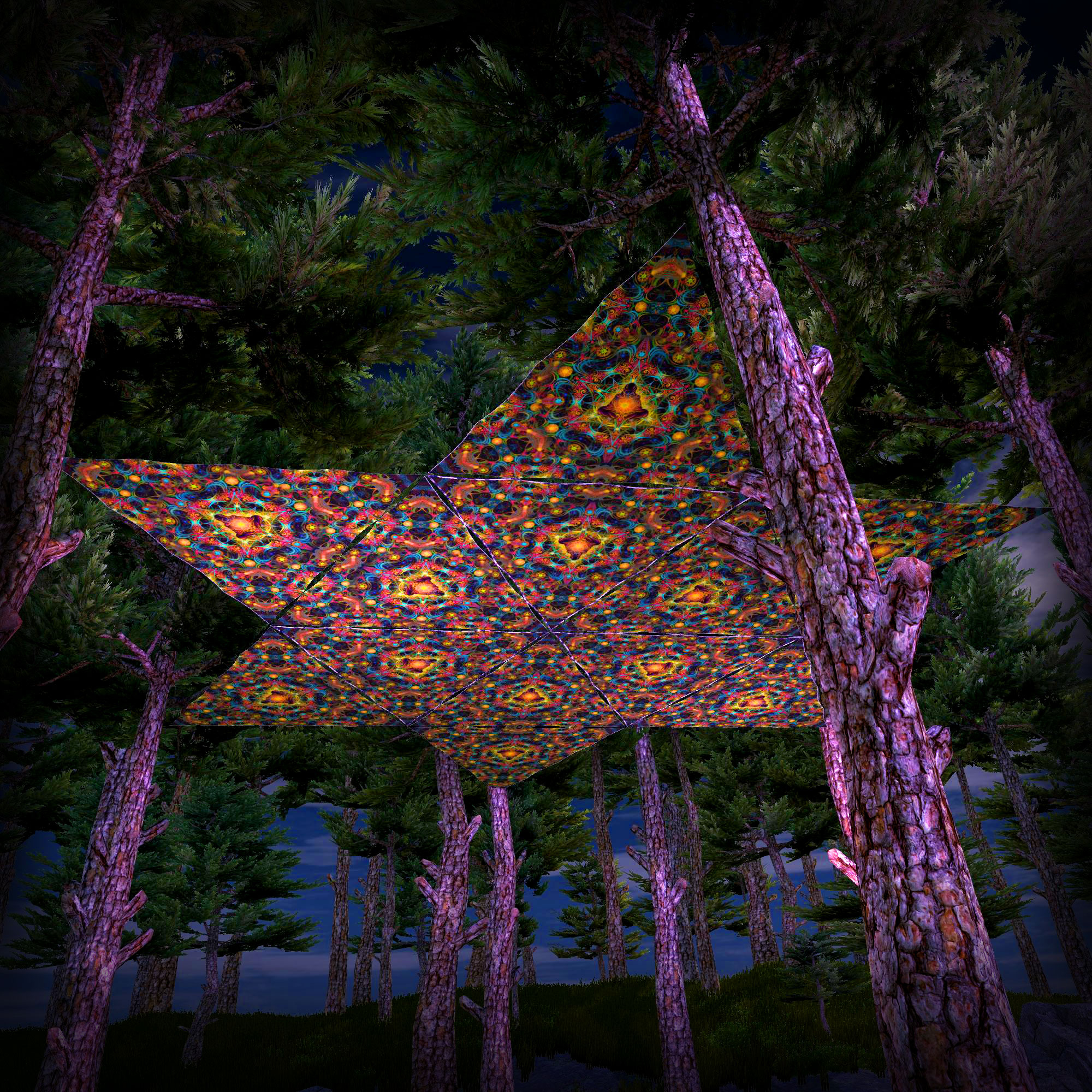 Reincarnation 2 Triangle – TR01 – Psychedelic UV-Reactive Canopy Parts – Stretchable Print on Lycra (Copy) - Image 3