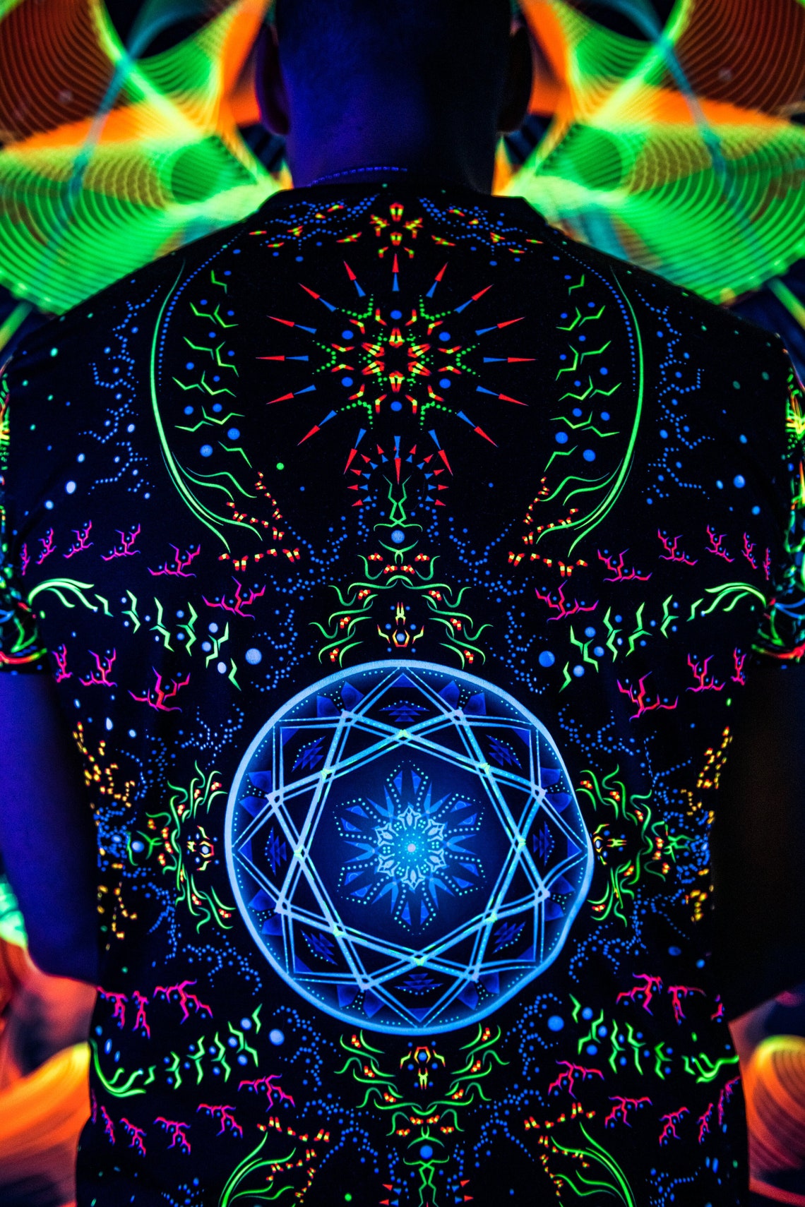 Psychedelic Rave Clothing Master of Portals, UV Active Festival Outfit, Full Print - Image 4
