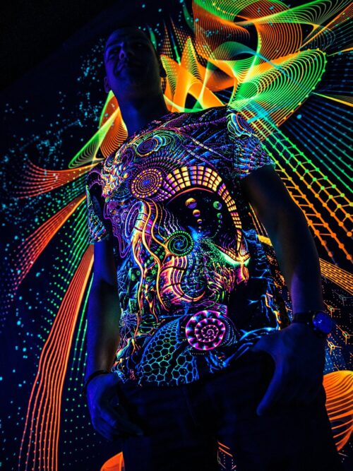 UV Rave Clothing Fluororunner, Festival Outfit, Psychedelic Full Print - Image 3