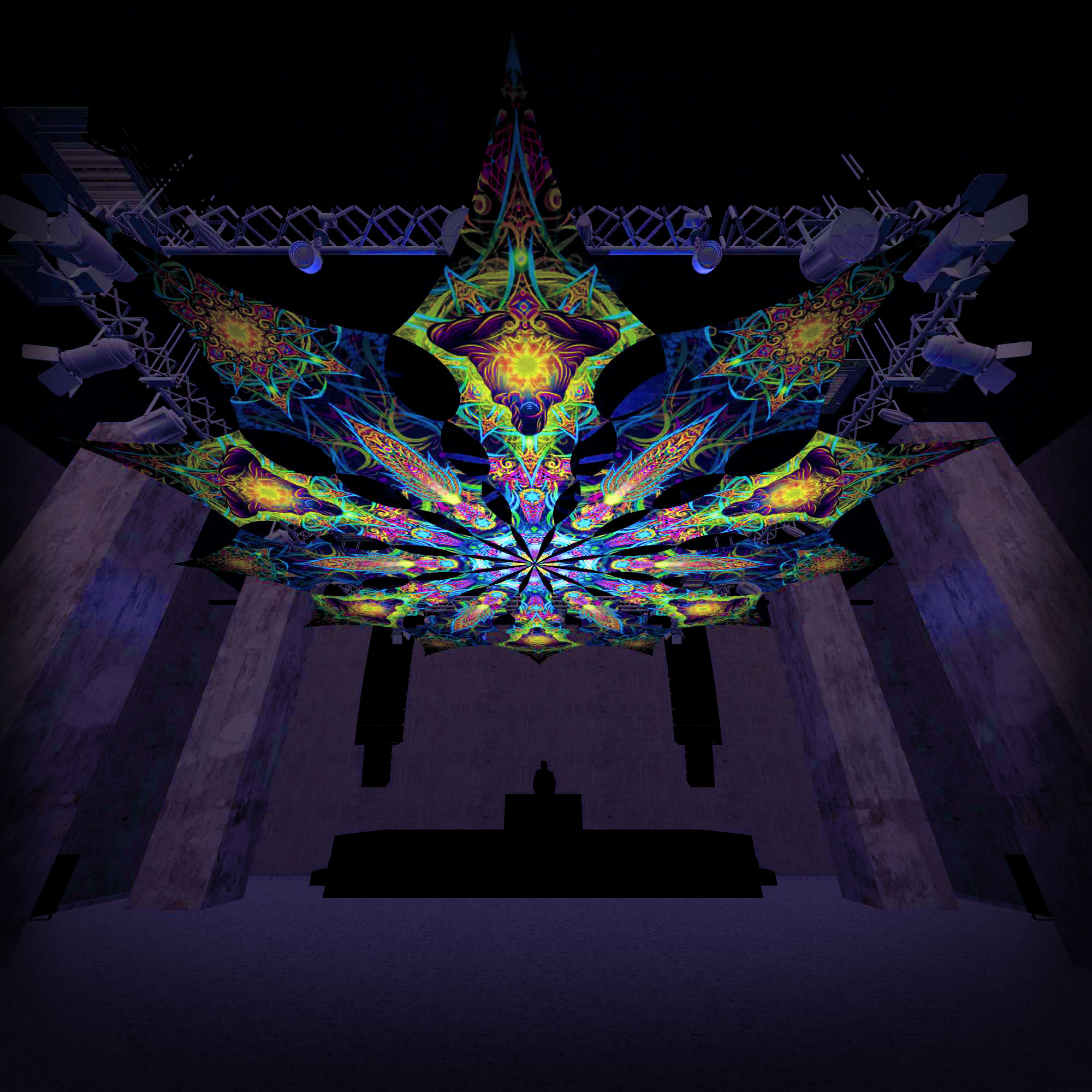 Reincarnation 2 – Star&Adept – Psychedelic UV-Reactive Canopy – 12 petals set - Image 4