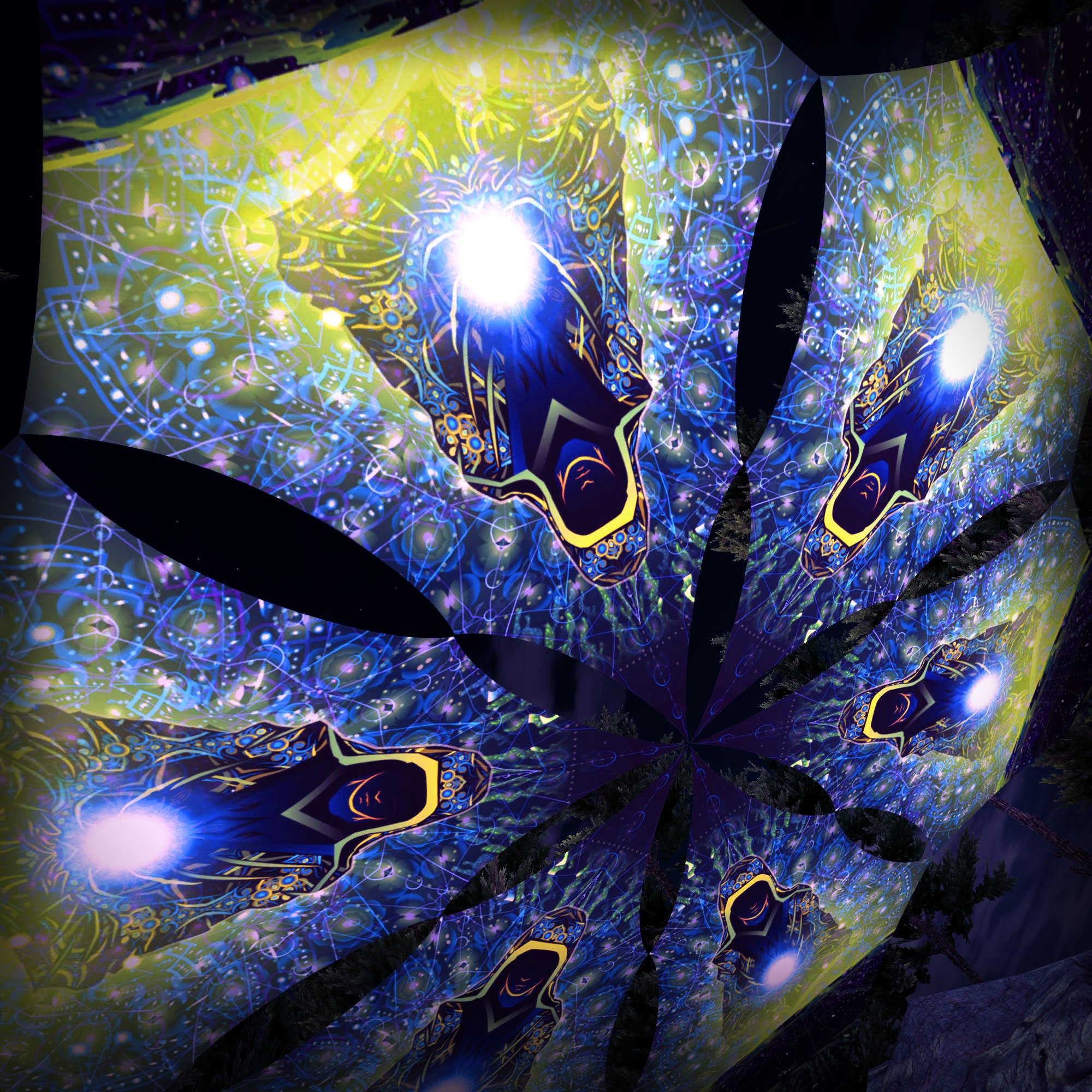 Enlightenment – Hexagram – DM02 – UV-Canopy – Psychedelic Party Decoration - Image 3