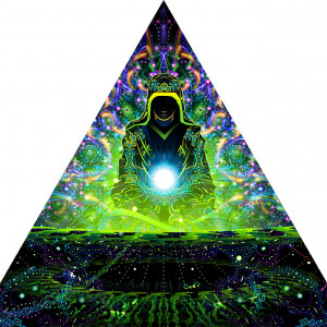 Enlightenment Hexagon and 6 Triangles Psychedelic UV-Reactive Canopy Set – Stretchable Print on Lycra