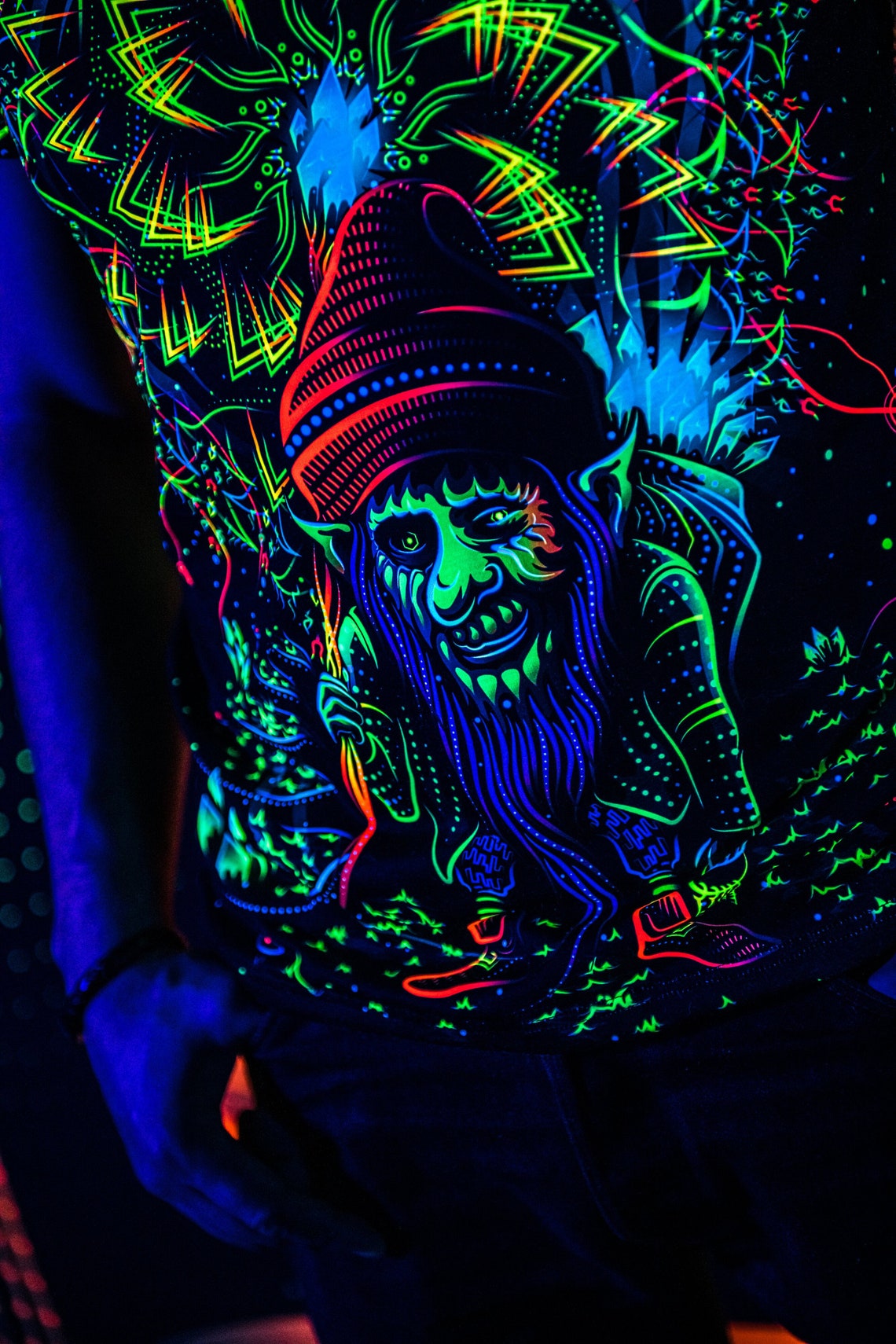 Festival Clothes Master of Portals, UV Rave Outfit, Psychedelic Full Print - Image 2