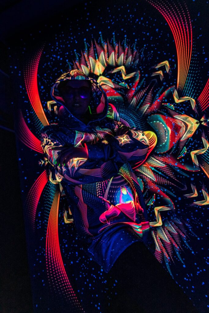 UV Rave T-Shirt Star Temple, Psychedelic Festival Outfit, Full Print Hoodie