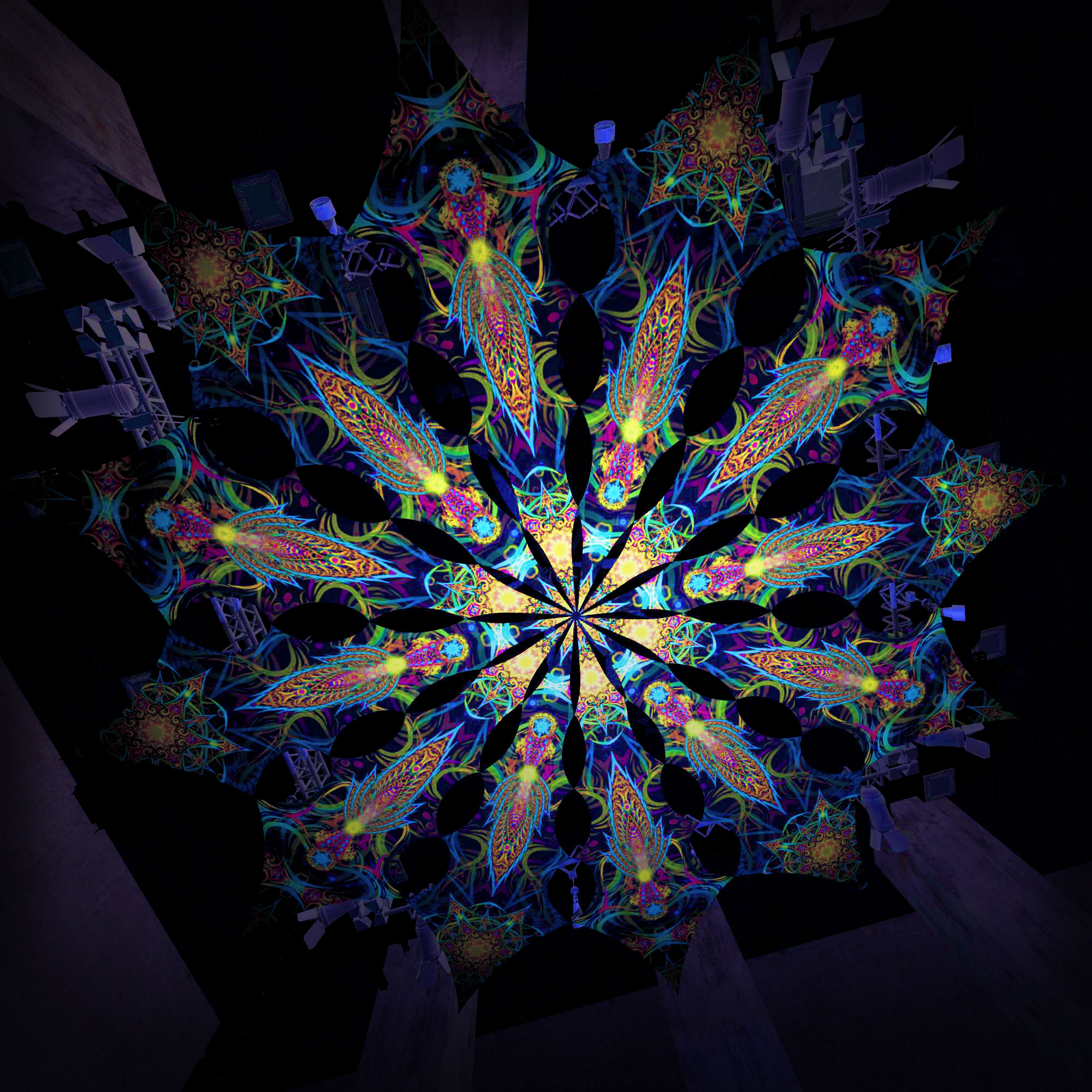 Reincarnation 2 – Leaf&Star – Psychedelic UV-Reactive Canopy – 12 petals set - Image 2