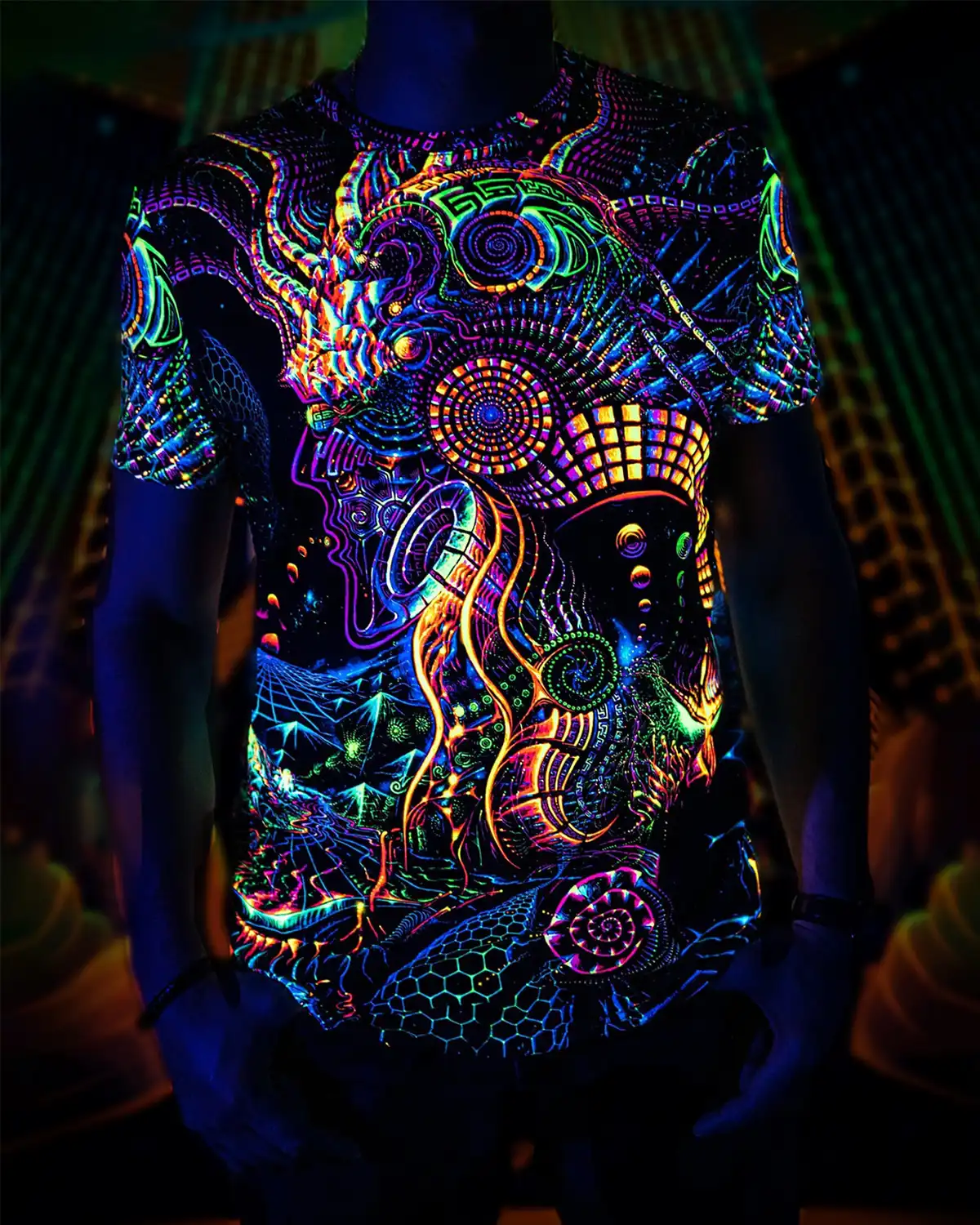 UV Rave Clothing Fluororunner, Festival Outfit, Psychedelic Full Print