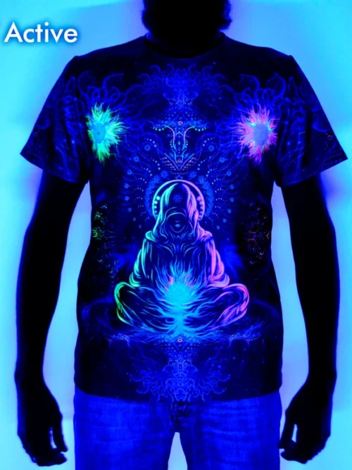 Psychedelic Festival Outfit Adept, UV Rave T-Shirt - Image 2
