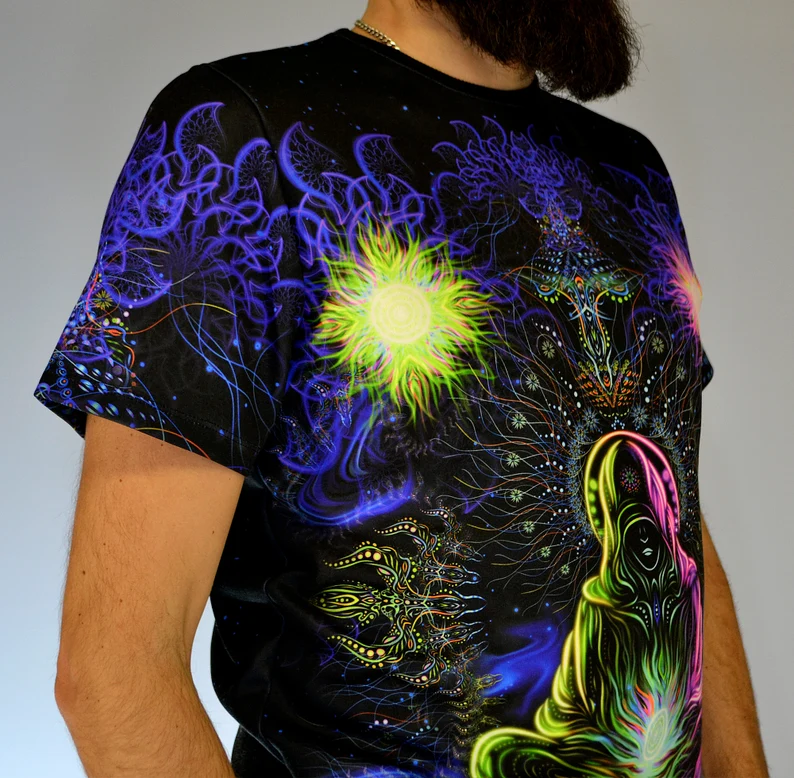 Psychedelic Festival Outfit Adept, UV Rave T-Shirt