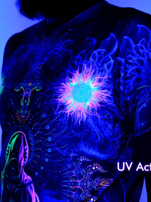 Psychedelic Festival Outfit Adept, UV Rave T-Shirt - Image 4