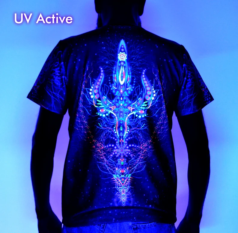 Psychedelic Festival Outfit Adept, UV Rave T-Shirt