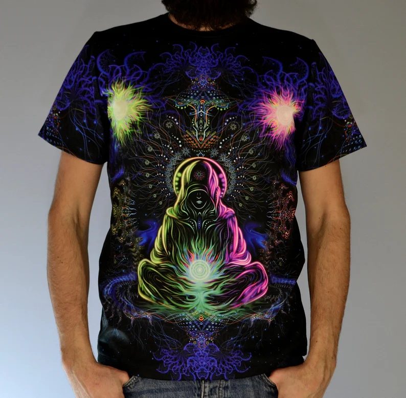 Psychedelic Festival Outfit Adept, UV Rave T-Shirt