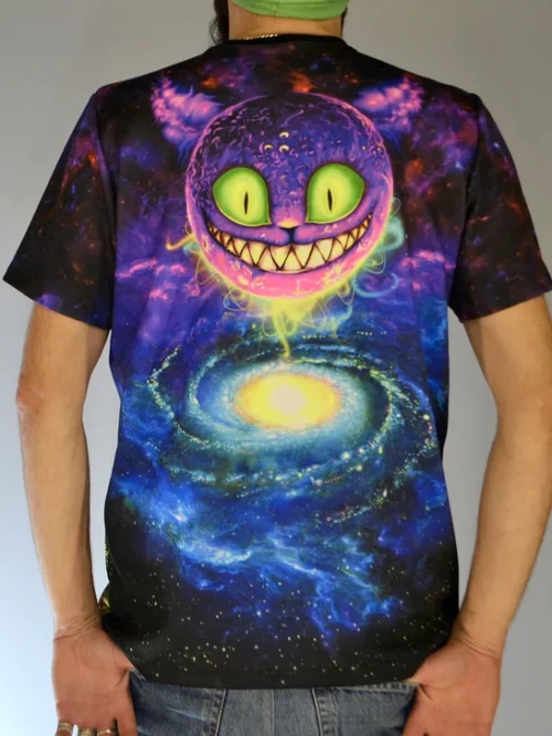 Psychedelic Rave Clothes Alice in Wonderland, UV Active Festival T-Shirt - Image 2