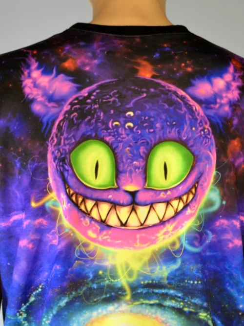 Psychedelic Rave Clothes Alice in Wonderland, UV Active Festival T-Shirt - Image 6