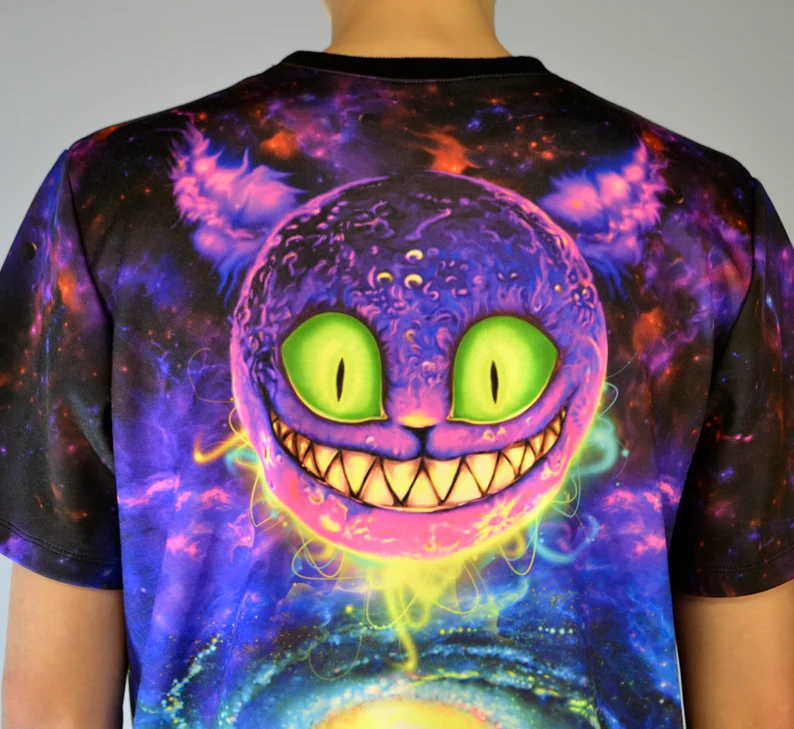 Psychedelic Rave Clothes Alice in Wonderland, UV Active Festival T-Shirt