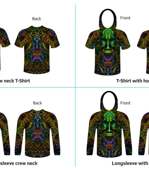 Psychedelic UV Clothing Consciousness of the Universe, Rave Outfit, Full Print Festival T-Shirt - Image 4