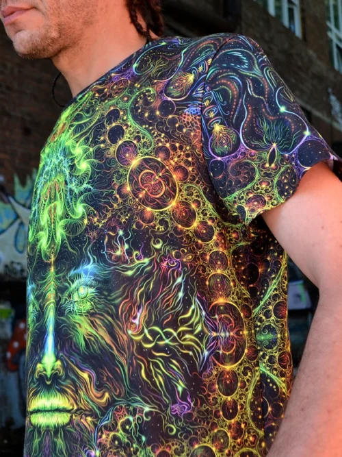 Psychedelic UV Clothing Consciousness of the Universe, Rave Outfit, Full Print Festival T-Shirt - Image 5