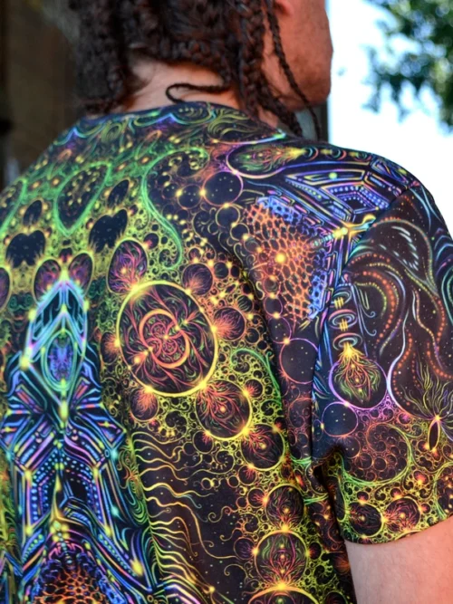 Psychedelic UV Clothing Consciousness of the Universe, Rave Outfit, Full Print Festival T-Shirt - Image 6