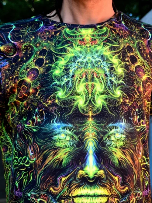 Psychedelic UV Clothing Consciousness of the Universe, Rave Outfit, Full Print Festival T-Shirt - Image 1