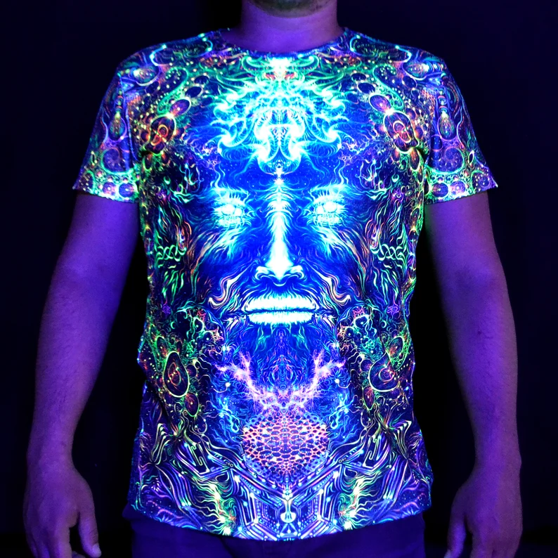 Psychedelic UV Clothing Consciousness of the Universe, Rave Outfit, Full Print Festival T-Shirt