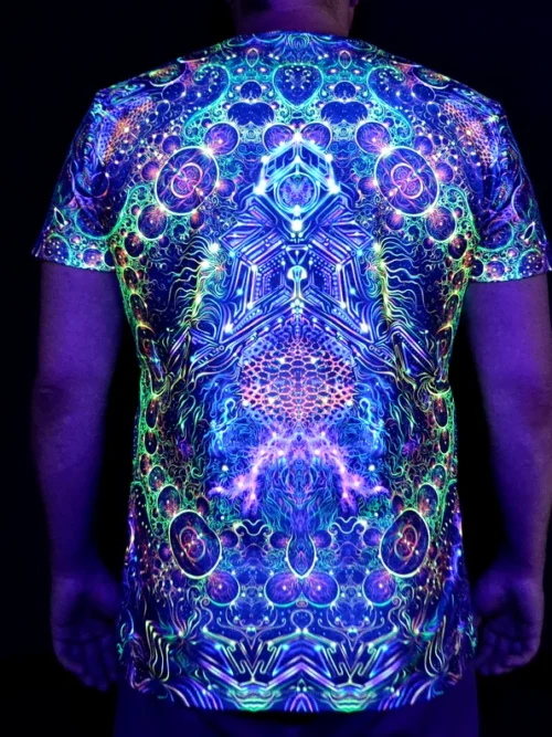 Psychedelic UV Clothing Consciousness of the Universe, Rave Outfit, Full Print Festival T-Shirt - Image 8