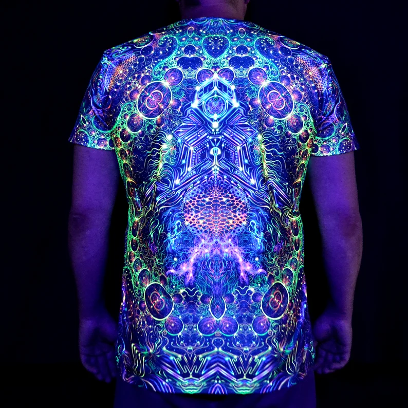 Psychedelic UV Clothing Consciousness of the Universe, Rave Outfit, Full Print Festival T-Shirt