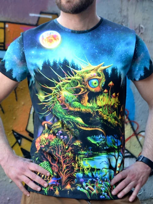 Outfit for Raves Dracat Cat, Full Print UV Festival Clothing - Image 1