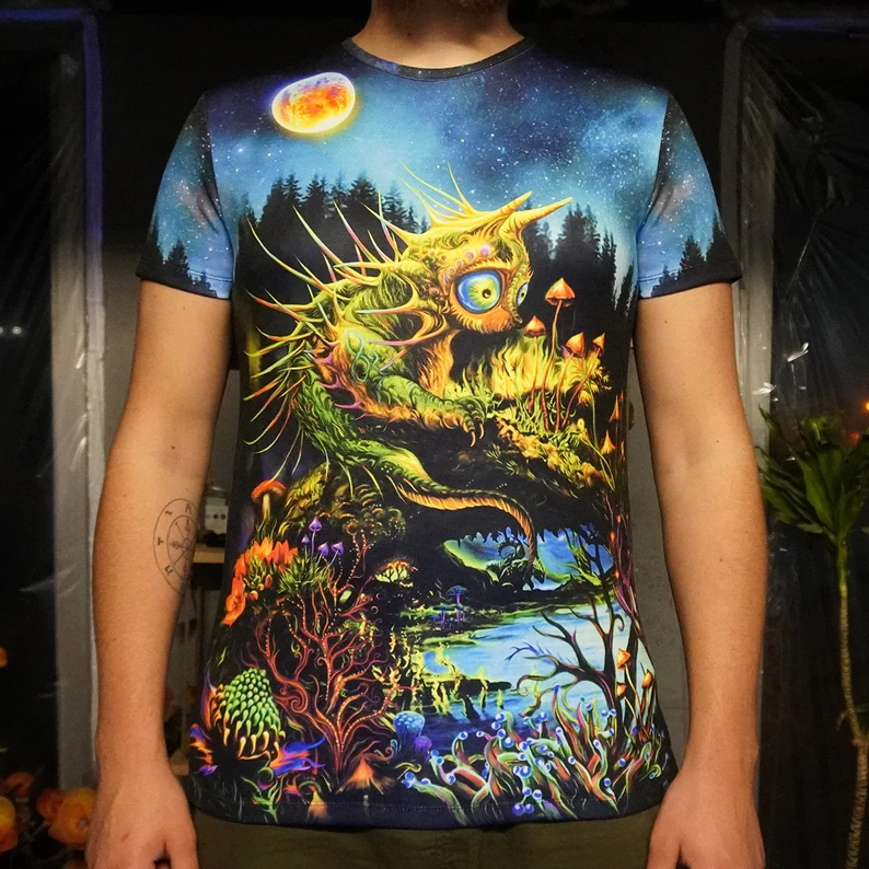 Outfit for Raves Dracat Cat, Full Print UV Festival Clothing