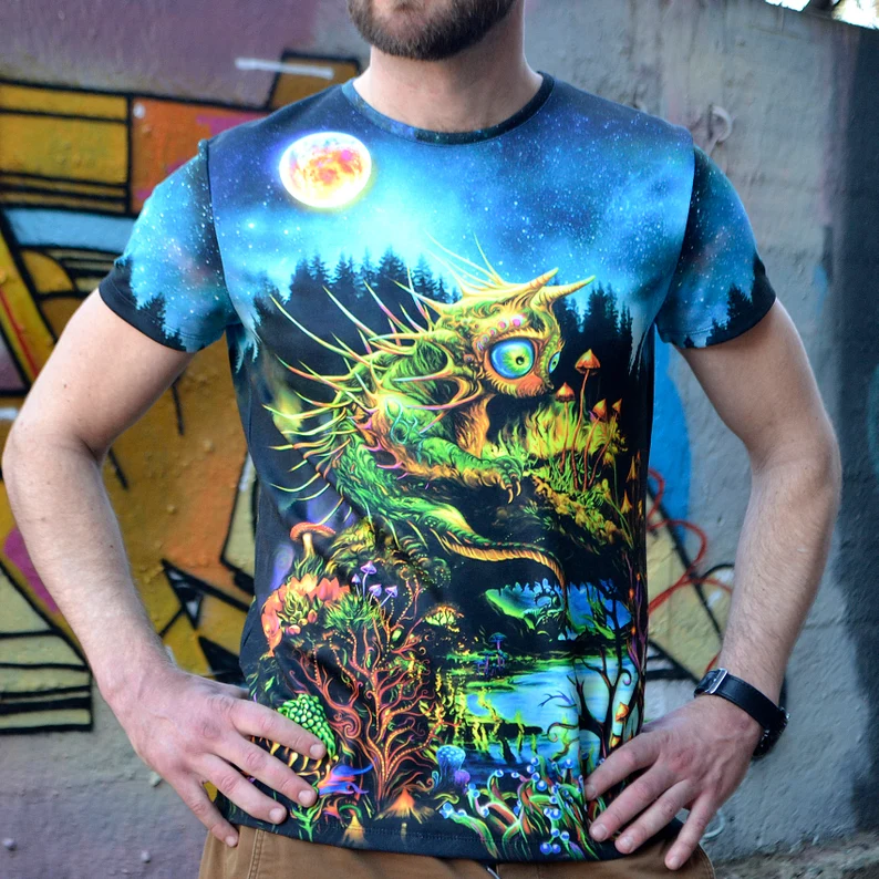 Outfit for Raves Dracat Cat, Full Print UV Festival Clothing