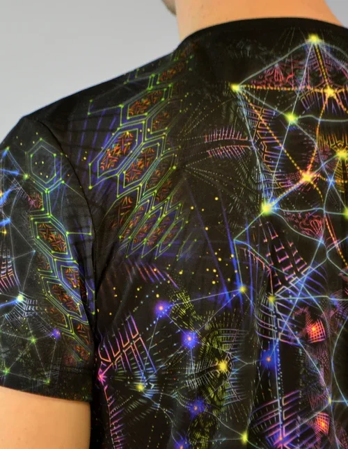 UV Rave T-Shirt Flower of Life, Psychedelic Festival Outfit, Full Print - Image 4