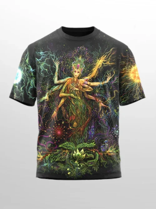 UV Rave Outfit Mavka, Psychedelic Festival Clothing, Full Print - Image 1