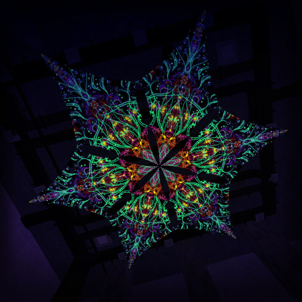 Reincarnation – Hexagram – AG-DM01 – UV-Canopy – Psychedelic Party Decoration