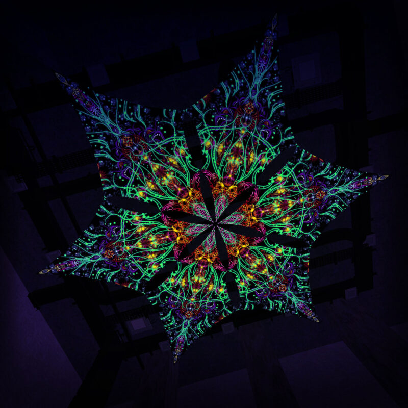 Reincarnation – Hexagram – AG-DM01 – UV-Canopy – Psychedelic Party Decoration - Image 3