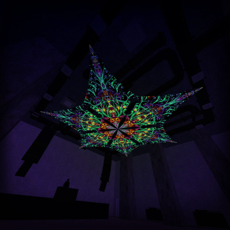 Reincarnation – Hexagram – AG-DM01 – UV-Canopy – Psychedelic Party Decoration - Image 4