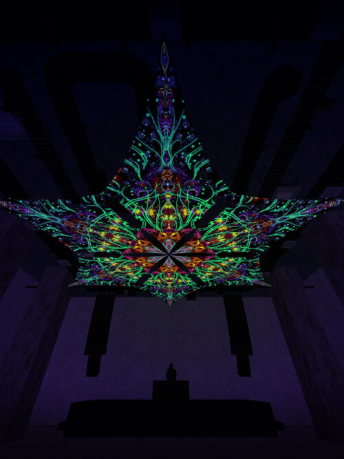 Reincarnation – Hexagram – AG-DM01 – UV-Canopy – Psychedelic Party Decoration - Image 1