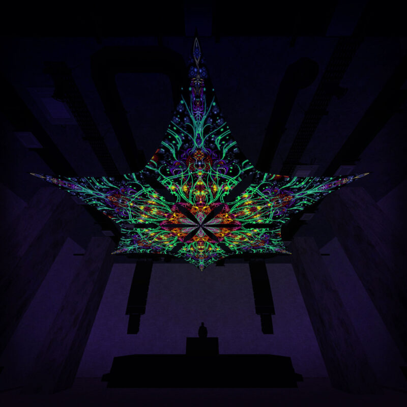 Reincarnation – Hexagram – AG-DM01 – UV-Canopy – Psychedelic Party Decoration - Image 1