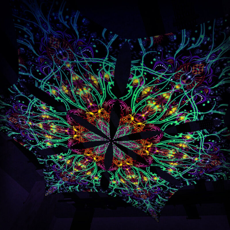 Reincarnation – Hexagram – AG-DM01 – UV-Canopy – Psychedelic Party Decoration - Image 2