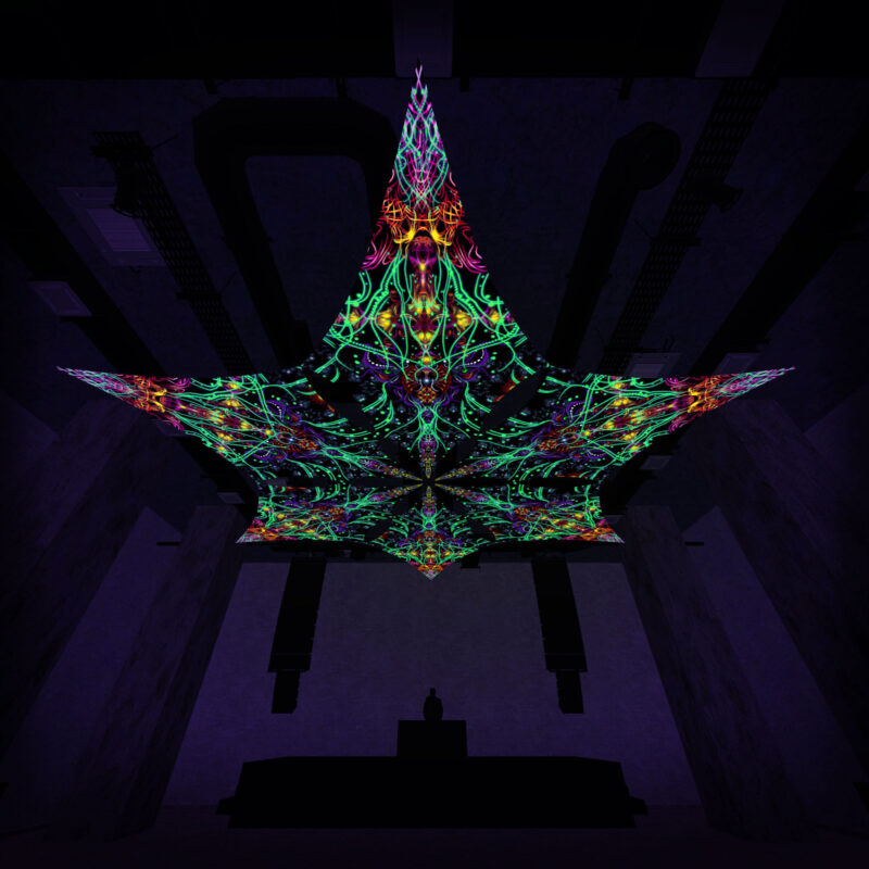 Reincarnation – Hexagram – AG-DM01 – UV-Canopy – Psychedelic Party Decoration - Image 7