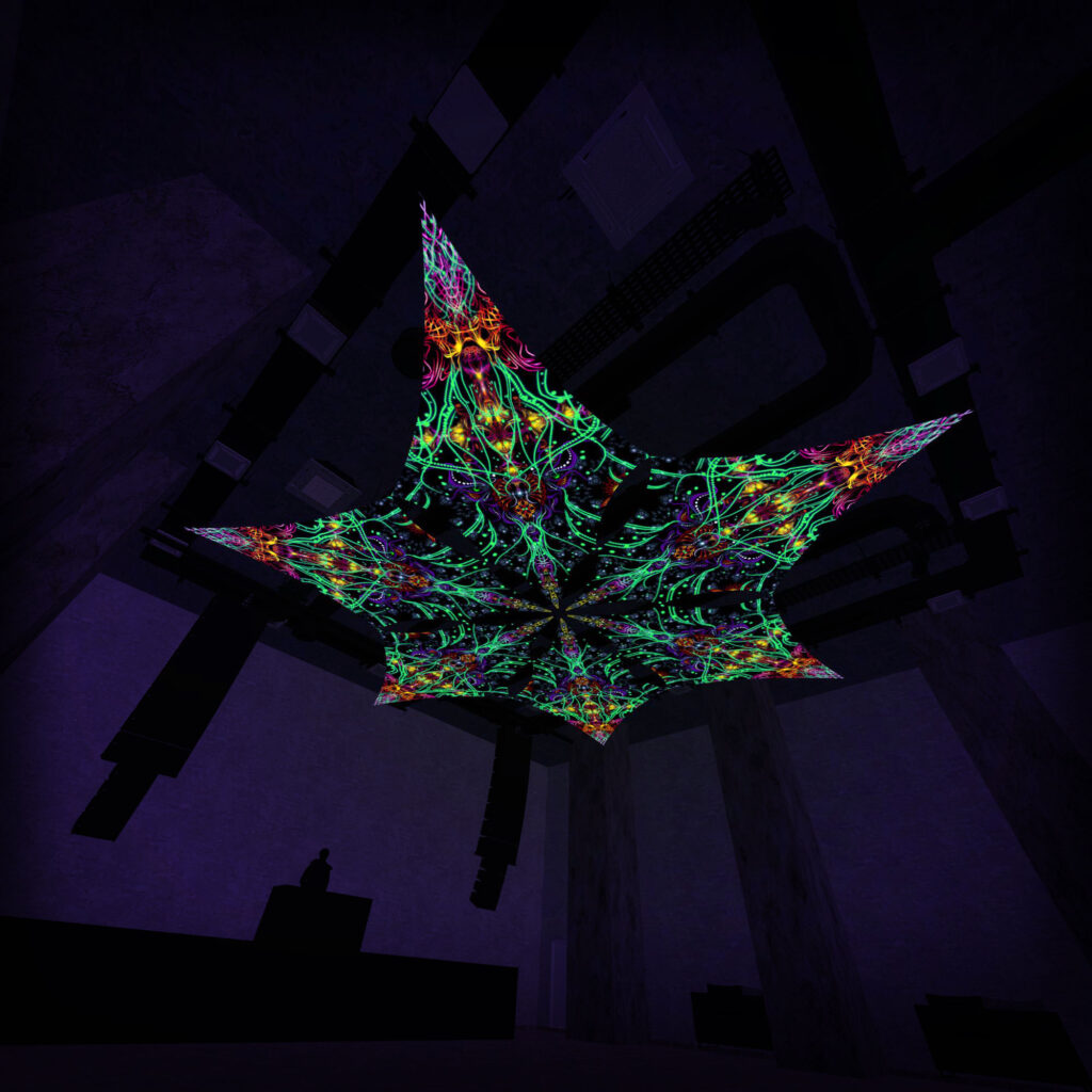 Reincarnation – Hexagram – AG-DM01 – UV-Canopy – Psychedelic Party Decoration