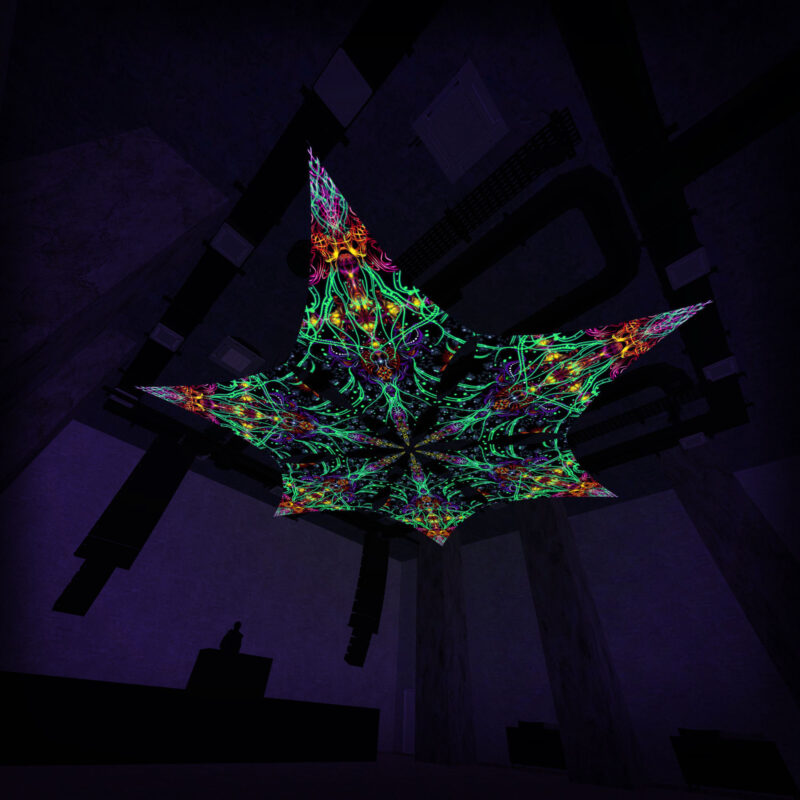 Reincarnation – Hexagram – AG-DM01 – UV-Canopy – Psychedelic Party Decoration - Image 8