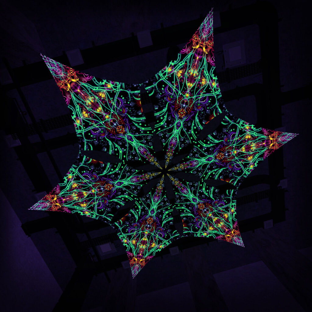 Reincarnation – Hexagram – AG-DM01 – UV-Canopy – Psychedelic Party Decoration