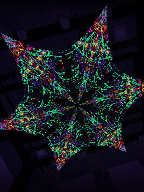 Reincarnation – Hexagram – AG-DM01 – UV-Canopy – Psychedelic Party Decoration - Image 5