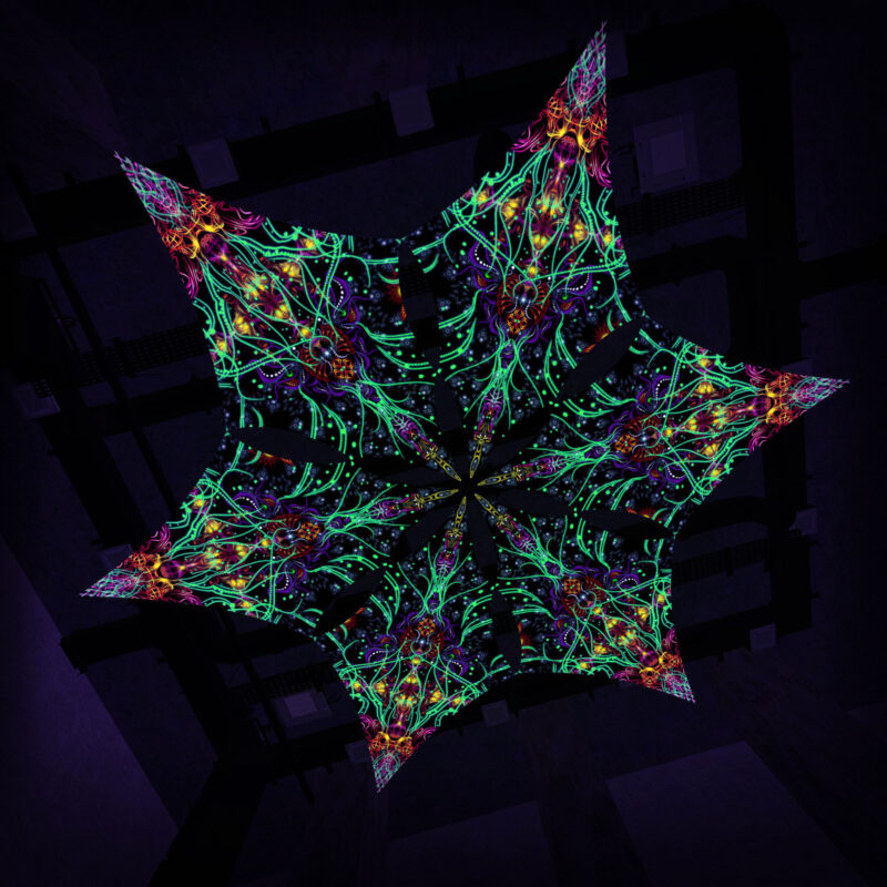 Reincarnation – Hexagram – AG-DM01 – UV-Canopy – Psychedelic Party Decoration - Image 5