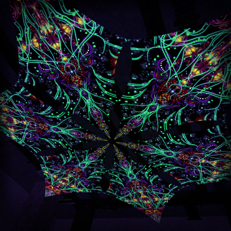 Reincarnation – Hexagram – AG-DM01 – UV-Canopy – Psychedelic Party Decoration - Image 6