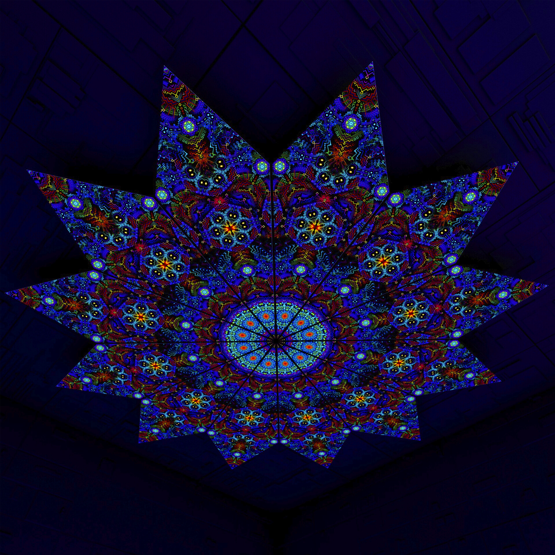 Katedra – Fractal2 – Psychedelic UV-Reactive Canopy – 12 petals set - Image 1
