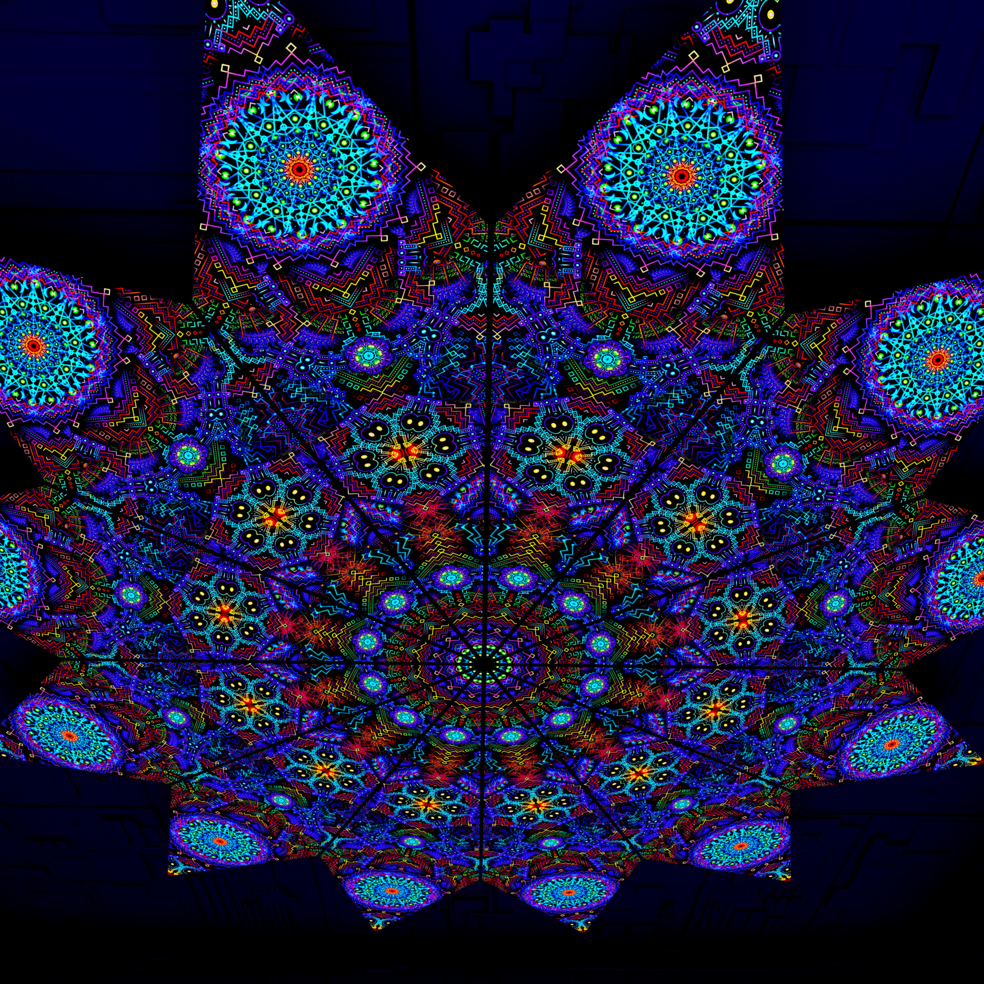 Katedra – Fractal1 – Psychedelic UV-Reactive Canopy – 12 petals set - Image 3