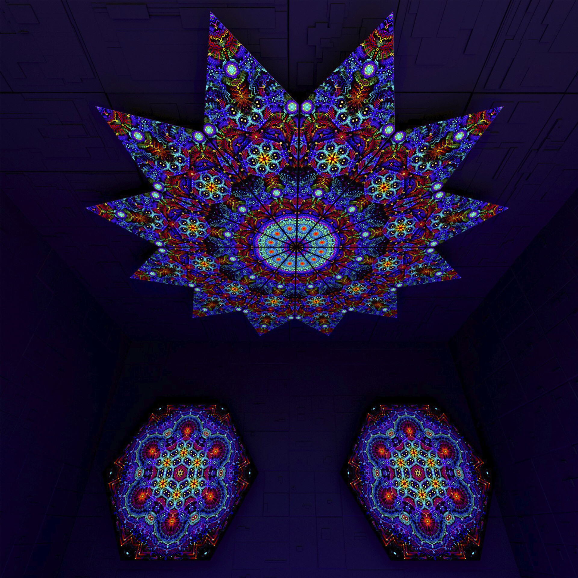 Katedra – Fractal2 – Psychedelic UV-Reactive Canopy – 12 petals set - Image 3