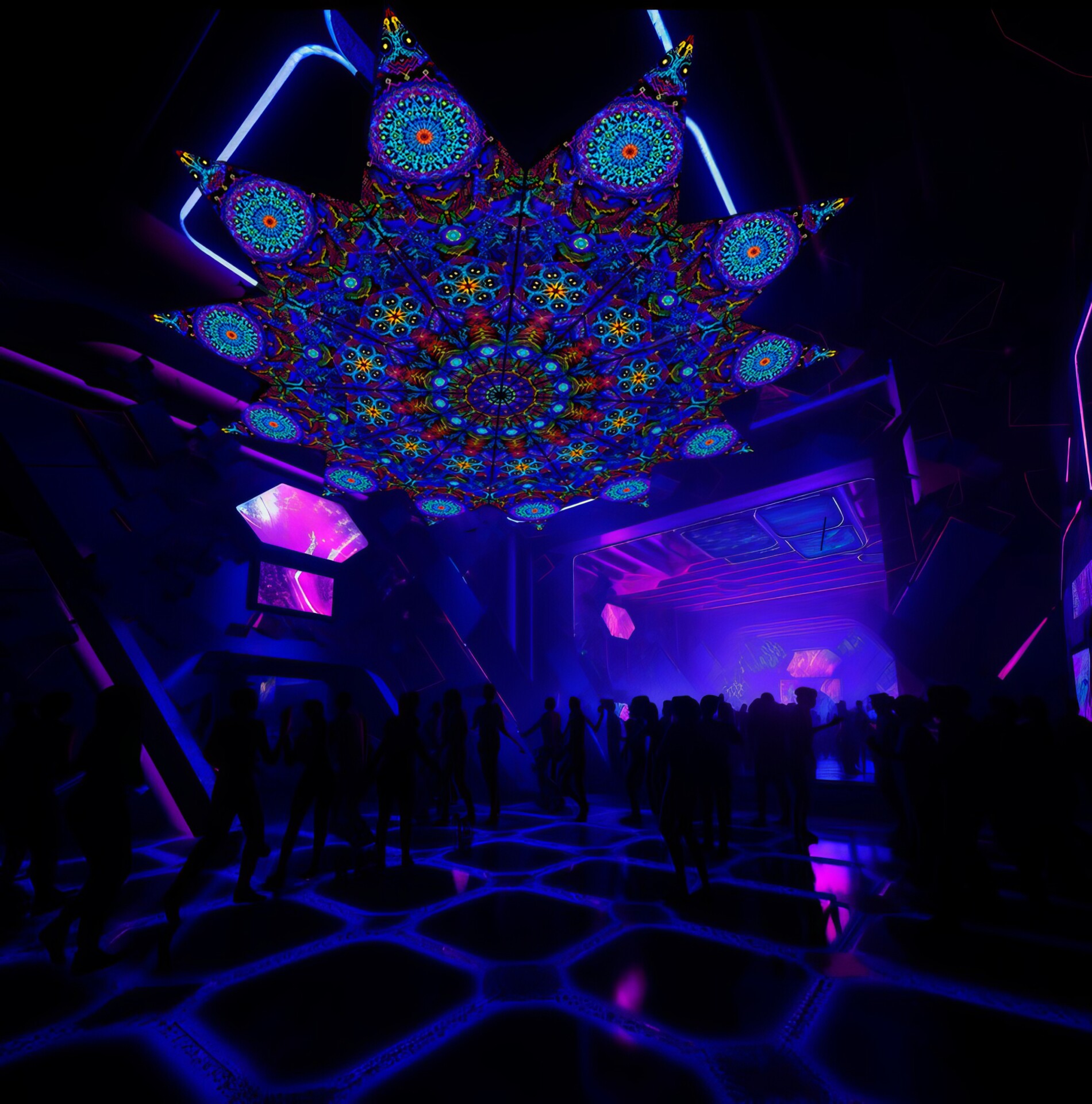 Katedra – Fractal1 – Psychedelic UV-Reactive Canopy – 12 petals set - Image 4