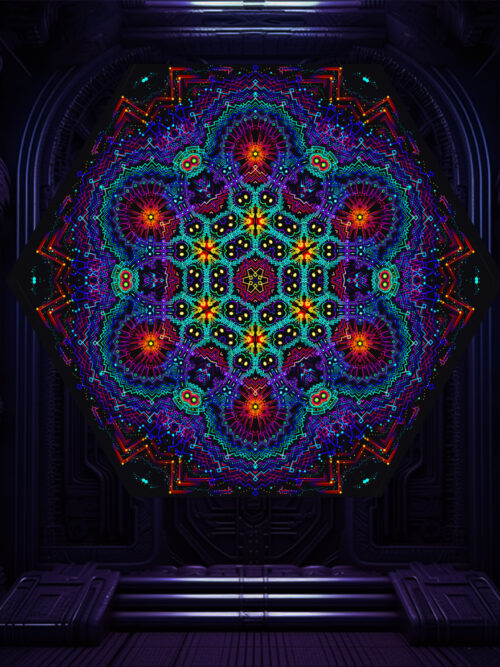 Katedra – UV-Hexagon – 01 – Psychedelic UV-Reactive Element – Ceiling Decoration - Image 1