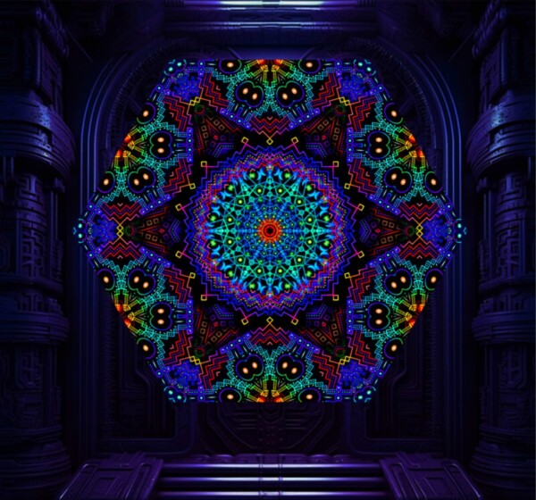 Katedra – UV-Hexagon – 02 – Psychedelic UV-Reactive Element – Ceiling Decoration
